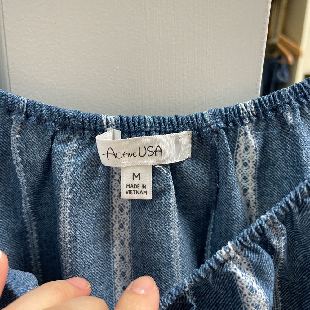 Blue off shoulder blouse, size M - Picture 3 of 3